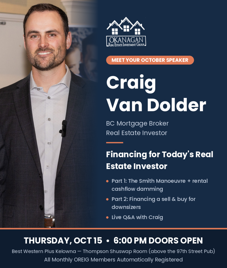Craig Van Dolder at OREIG, October 15: the Smith Manoeuvre and financing a sell and buy for downsizers